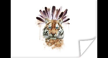 Poster Tijger - Kop - Veren - 30x20 cm