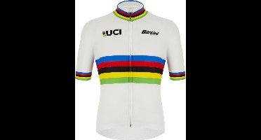 Santini Fietsshirt korte mouwen Heren Wit Multikleur - Uci World Campion Eco Jersey - Uci Official - 4XL