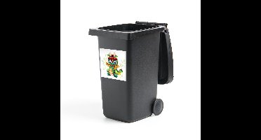 Container sticker Kinderillustratie Draak - Kinderillustratie van kleurrijke draak Klikosticker - 40x40 cm - kliko sticker - weerbestendige containersticker