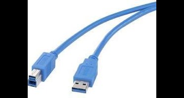 Renkforce RF-4260504 USB-kabel USB 3.2 Gen1 USB-A stekker, USB-B stekker 1.80 m Blauw Vergulde steekcontacten