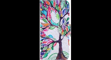 Shop4 - Geschikt voor Nokia 2.4 Hoesje - Wallet Case Kleurrijke Boom