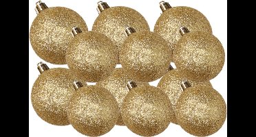 Kerstversiering set glitter kerstballen in het goud 6 en 8 cm pakket - 30x stuks