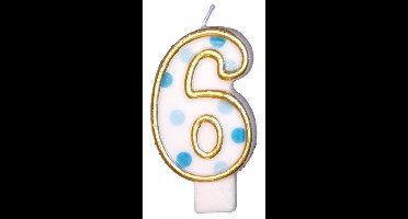 Haza Original Verjaardagskaars Cijfer 6 Goud/blauw 6 Cm