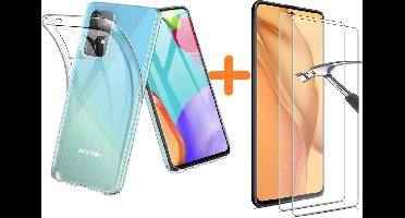 Hoesje Geschikt Voor Samsung Galaxy A52 hoesje transparant - Galaxy A52 hoesje casesiliconen hoesjes cover hoes - Hoesje Hoesje Geschikt Voor Samsung Galaxy A52 - 2X Hoesje Geschikt Voor Samsung Galaxy A52 Screenprotector