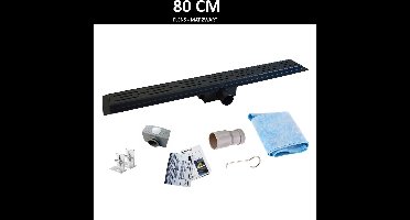 Mat Zwarte RVS Douchegoot Flens met Uitneembaar Sifon 80x7cm 6,7cm Diep MAT ZWART ROOSTER