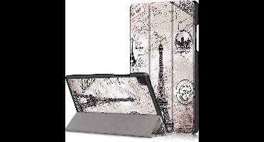 Hoes Geschikt voor Samsung Galaxy Tab A7 hoes - (2020/2022) - Eiffeltoren -Trifold smart cover Kunstleer bookcase