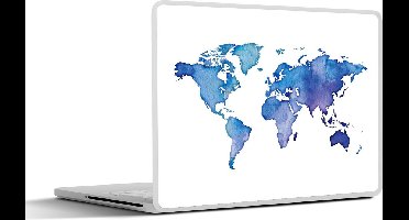 Laptop sticker - 14 inch - Wereldkaart - Aquarel - Paars - 32x5x23x5cm - Laptopstickers - Laptop skin - Cover