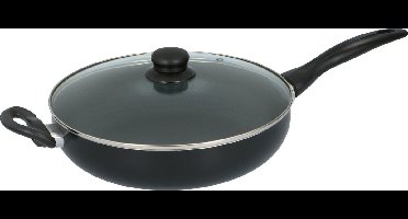 alpina Koekenpan met Spatdeksel 28 cm - Hapjespan met Anti-Aanbaklaag - Skillet en Pannendeksel voor Alle Warmtebronnen - Ook voor Inductie - PFOA-Vrij - Zwart