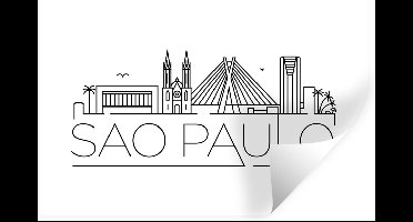 Muurstickers - Sticker Folie - Stadsaanzicht "Sao Paulo" met een witte achtergrond - 30x20 cm - Plakfolie - Muurstickers Kinderkamer - Zelfklevend Behang - Zelfklevend behangpapier - Stickerfolie