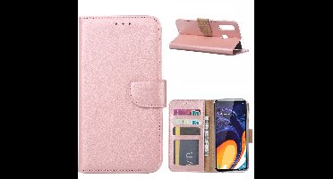 Ntech Hoesje Geschikt Voor Samsung Galaxy A60 Portemonnee Hoesje / Book Case - Rose Goud