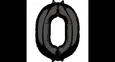 Wefiesta - Folieballon Cijfer 0 Zwart - 86 cm