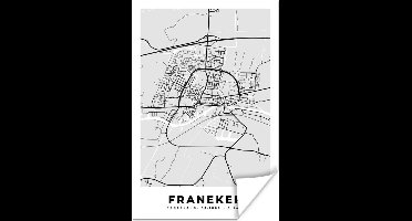 Poster Stadskaart - Franeker - Grijs - Wit - 20x30 cm - Plattegrond