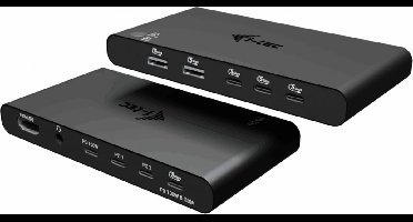 I-tec USB-C – KVM – Docking Station – 1 x HDMI – 2 x USB-A – Audio IN/UIT – 3 x USB-C – Voor 2 laptops