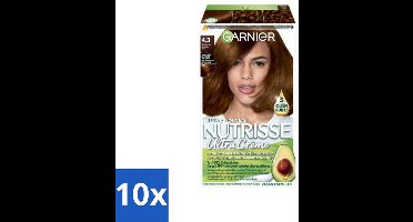 10 x Garnier - Nutrisse Ultra Crème 4.3 - Haarkleuring - Goudbruin - Intens Voedend - Permanente Kleur - Haarkleur - Goudbruin - Haarverf - Voedende Haarverf - Permanente Haarverf