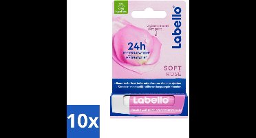 Labello – Lippenbalsem – Soft Rosé – Lippenbalsem – 24H Hydratatie - Bulkverpakking - 10 stuks
