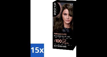 15 x SYOSS - Permanent Coloration 5-1 - Haarverf - Permanente Haarkleuring - Lichtbruin - Grijsdekking - Haarkleuring - Permanente Haarkleuring - Grijsdekking - Keratine - Haarverf