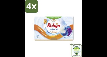 Robijn - 3-in-1 Stralend Wit - Wascapsules - 15 Wasbeurten - Voordeelverpakking - 4 stuks - Witte was - Wascapsules