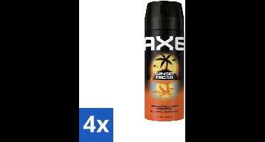 4 x Axe – Deodorant – Sunset Fresh – 150 ml - Frisheid - Lichaamsgeur - Zink - Zink Zap - Citrusgeur