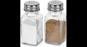 Peper en Zout Vaatje Glas 80 ml 2 stuks - Stooier - Stel - Zoutvaatje - Pepervaatje - Peperstel en Zoutstel Set - Kruidenpotjes
