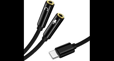 KARZO - USB C naar Dual Jack Plug 3.5mm Type C Splitter Kabel met Microfoon en Audio Connectoren Compatibel met Smartphones, Laptops en Tablets