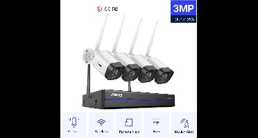 Draadloos Videosurveillancesysteem – Beveiligingscamera Set – Wifi Camera Systeem – CCTV Beveiliging – IP Camera Kit – 5MP NVR Recorder – AI Bewegingsdetectie & Nachtzicht 30m