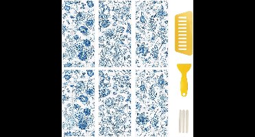 Zelfklevende Meubelstickers met Blauwe Bloemen en Vlinders (6 Vellen)