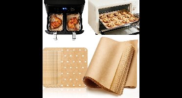 200 Vellen Ongebleekt Bakpapier Set - Voorverpakt & Geperforeerd voor Airfryer en Oven