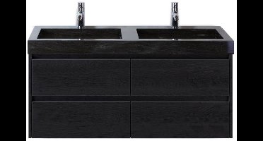 Dante Badmeubelset 120 cm - Black Oak - Wastafel Hardsteen Wit Lucca Dubbel