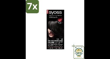 7 x Syoss - Haarverf - 1-1 Zwart - Salonplex Technologie - 1 Haarkleuring - Grootverpakking - Haarverf - Zwart - Salonplex Technologie - Keratine - Haarbreuk