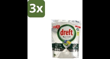 3 x Dreft – Vaatwastabletten – All-in-One Platinum – Lemon – 59 Tabletten - Vaatwastabletten - Vaatwasser - Vetverwijderen - Glasbescherming - Citroengeur