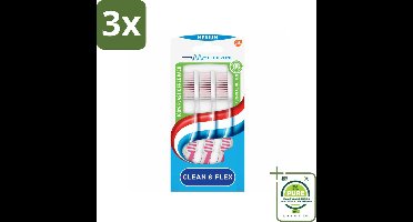 3 x Aquafresh Tandenborstel Clean & Flex Medium 3 stuks per verpakking - Grootverpakking - Tandborstel - Tandenpoetsen - Tandenborstel Schoonmaken - Tandenborstel Flexibele Steel - Tandenborstel Zachte Borstelharen