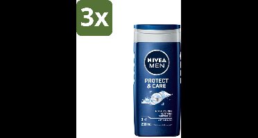 NIVEA Men Douchegel Protect & Care 250 ml - Bulkverpakking - 3 stuks