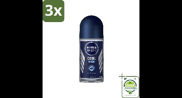3 x Nivea - Deo Roll-On - Men - Cool Kick FM - Anti-Transpirant - 50 ml - Grootverpakking - NIVEA MEN Deodorant - Anti-transpirant - Deodorant Roller - 48 Uur Bescherming - Cool Kick