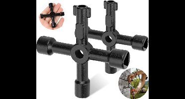 *** 2 stuks Universele 4-weg sleutel - meterkast - radiator - gasmeter - metaal - kruissleutel - Schakelkastsleutel - Paaltjessleutel - Universele multi vierkant - driehoek sleutel ***
