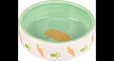 Flamingo Aila - Eet- En Drinkpot Knaagdier - Eetpot Knaagdier Aila Keramisch Wit-groen 8,5x8,5x2,8cm 100ml - 1st - 129657 - 1st