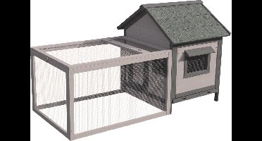 Flamingo konijnenhok Grace Cottage - 146 x 75 x 83 cm - Grijs