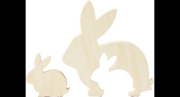 Creotime 2in1 Figuren Konijnen 5 + 10,5 Cm X 5 + 10 Cm X 1,2 Cm Bruin