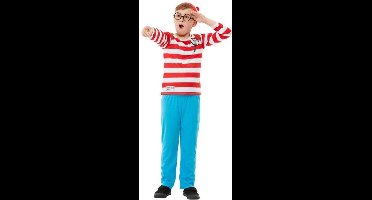 Smiffys - Where's Wally? Deluxe Kinder Kostuum - Kids tm 6 jaar - Multicolours/Wit