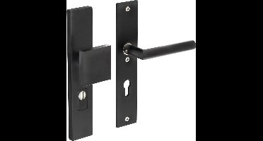 Intersteel Veiligheidsbeslag kerntrekbeveiliging profielcilindergat rechthoekig mat zwart 72 mm voordeurbeslag