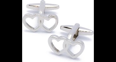 Manchetknopen - Twee Hartjes Zilverkleurig