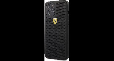 iPhone 12/12 Pro Backcase hoesje - Ferrari - Effen Zwart - Kunstleer