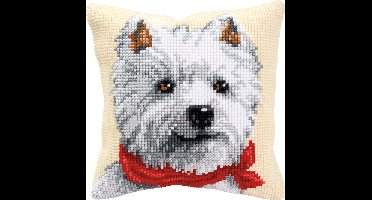 Vervaco - Kruissteekkussen kit - Westie - PN-0008572 - Borduren - Borduurpakket - Borduurpakket volwassenen - Borduurpakket kind