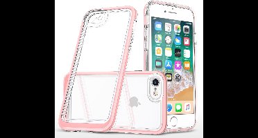 Bumper case Hoesje Geschikt voor iPhone 7 plus / 8 plus hoesje shockproof – Rosegoud / Transparant