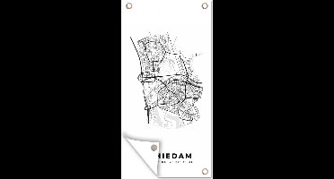 Tuinposter Nederland – Schiedam – Stadskaart – Kaart – Zwart Wit – Plattegrond - 30x60 cm - Tuindoek