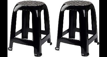 2x Zwarte krukjes/keukenkrukjes/opstapjes 46,5 cm - Keuken/badkamer krukjes/zitjes