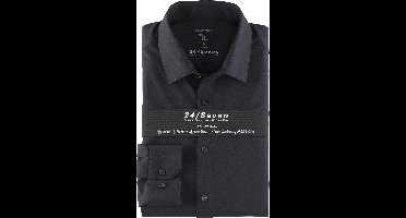 OLYMP No. Six 24/Seven super slim fit overhemd - marine blauw tricot - Strijkvriendelijk - Boordmaat: 44