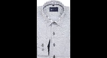 Suitable Overhemd Print Sand Donkerblauw (navy) - Maat 39 - Heren - Overhemden Formeel