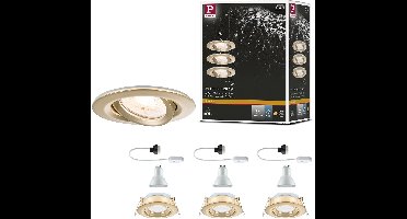 LED-inbouwlamp Nova Plus Set van 3 IP65 rond 93mm 30° GU10 3x6W 3x460lm 230V dimbaar 2700K Goud mat