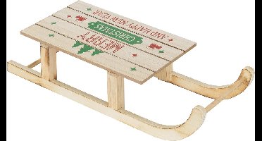 Decoratieve houten slede met 60 warmwitte LED's met timer 60x21x13,5 cm Bruin