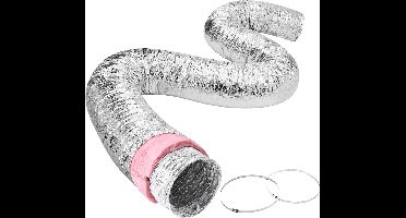 VEVOR Aluminium Flexibele Slang 7620 mm Lange Ventilatieslang Φ130 mm Aluminium Flexibele Buis Luchtkanaal R-6 Thermische Weerstandswaarde 25 mm Buisdikte Aluminium Buisslang Owens Corning Isolatie Wollen Luchtkanalen